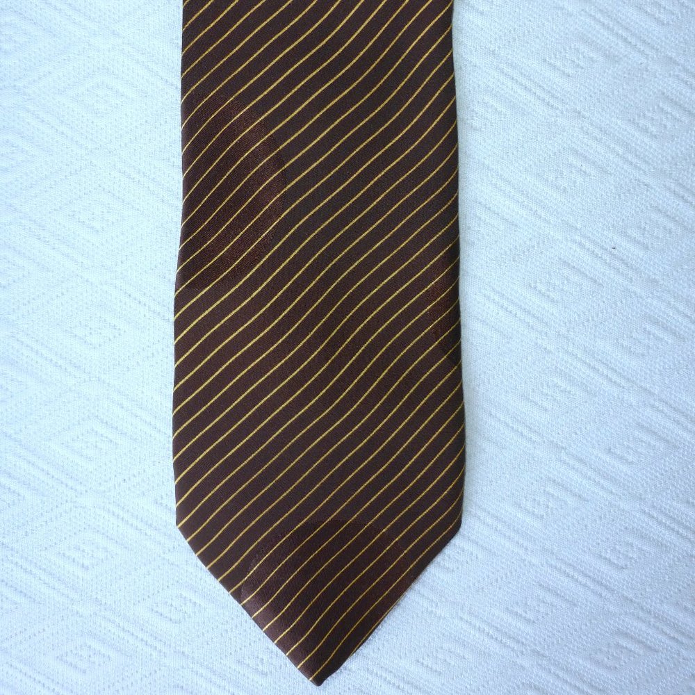 AMIR OF BEVERLY HILLS 100% SILK TIE brown gold